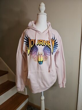 Journey Pink Band Hoodie Sweatshirt Womens Size Medium
